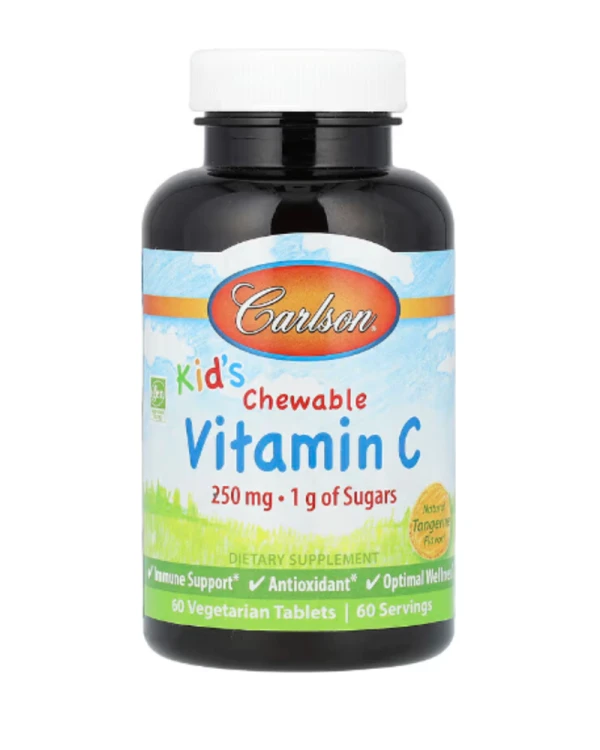 Carlson, Kid's Chewable Vitamin C, Natural Tangerine , 250 mg, 60 Vegetarian Tablets