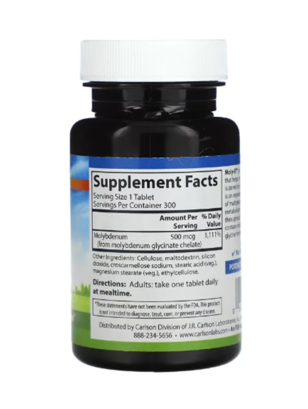 Carlson, Moly·B, Chelated Molybdenum, 300 Vegetarian Tablets
