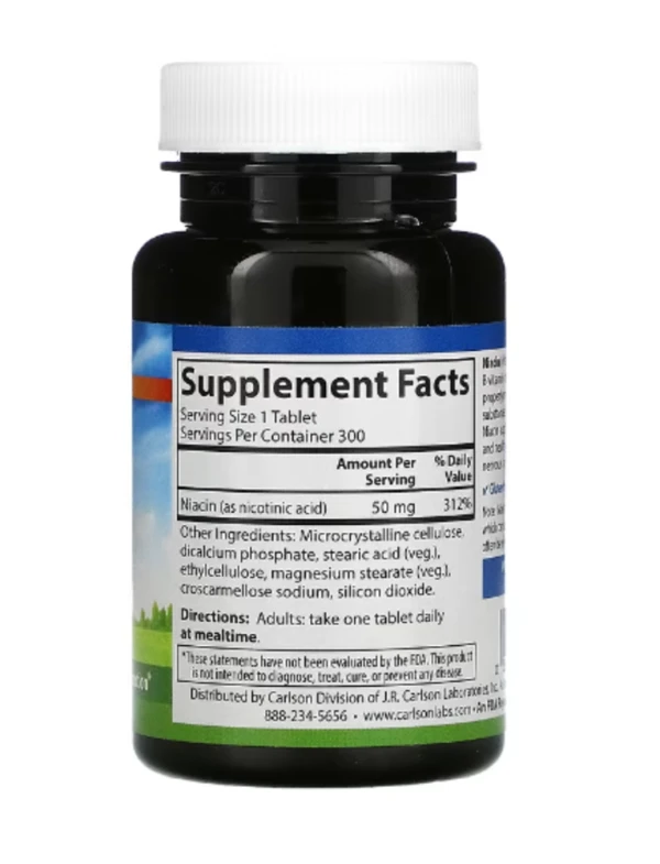 Carlson, Niacin, 50 mg, 300 Tablets