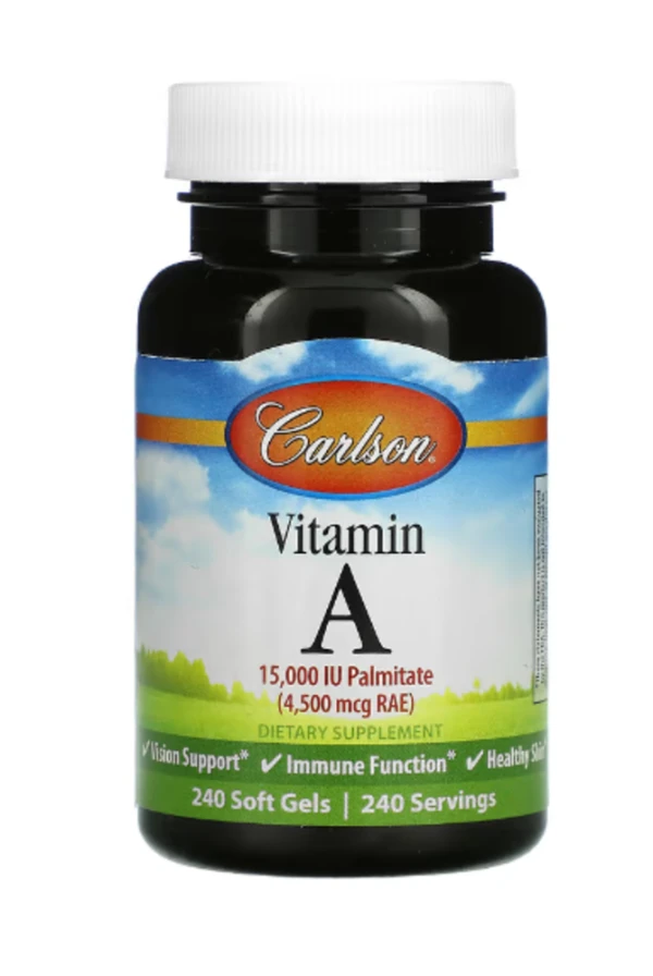 Carlson, Vitamin A, 4,500 mcg RAE (15,000 IU), 240 Soft Gels