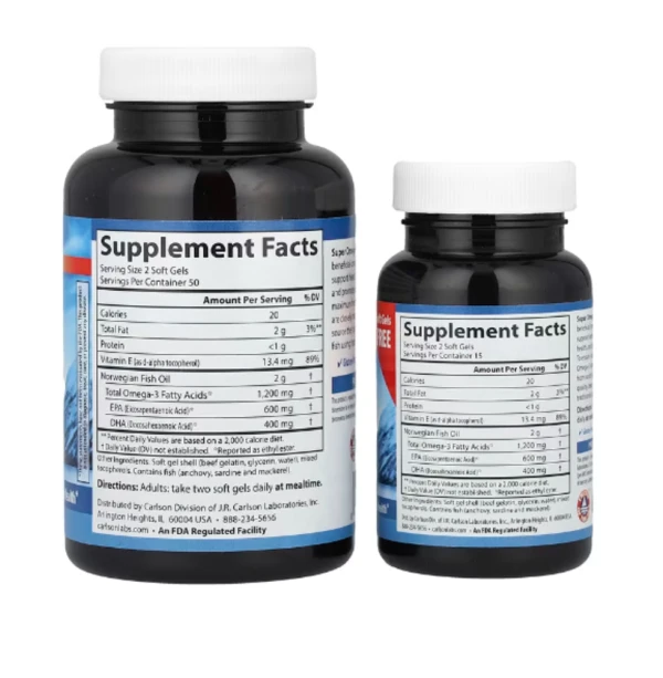 Carlson, Wild Caught, Super Omega-3 Gems, 1,200 mg, 100 + 30 Soft Gels (600 mg per Soft Gel)