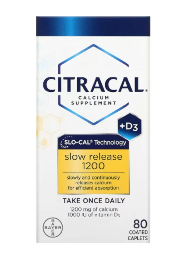 Citracal, Calcium Supplement, Slow Release 1200 + D3, 80 Coated Tablets