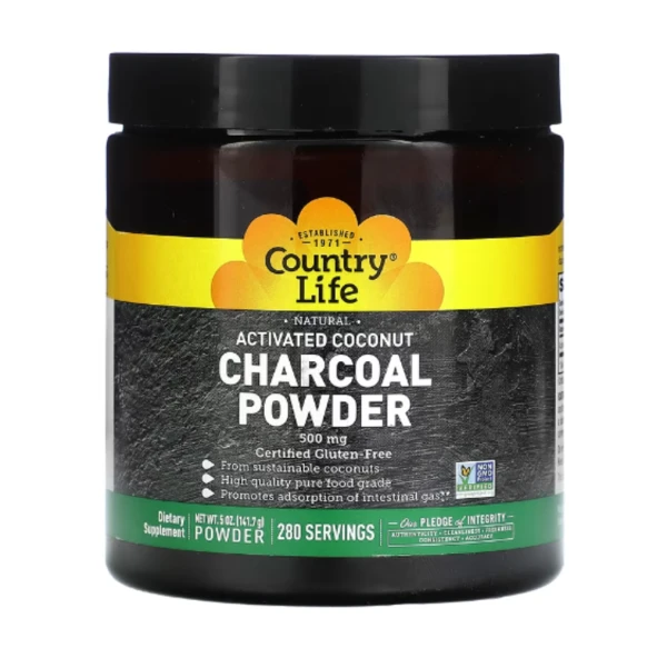 Country Life, Activated Coconut Charcoal Powder, 500 mg, 5 oz (141.7 g)