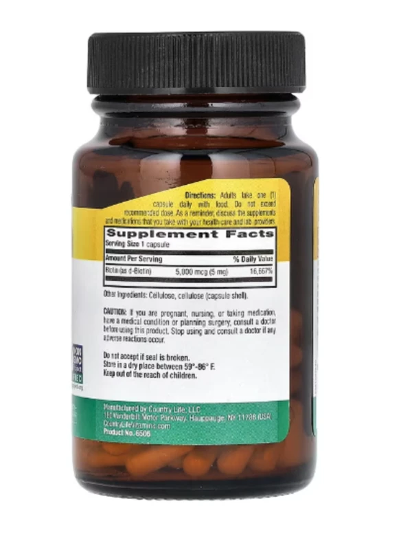 Country Life, Biotin, High Potency, 5 mg, 60 Vegan Capsules