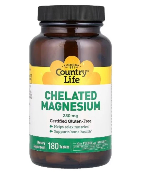 Country Life, Chelated Magnesium, 250 mg, 180 Tablets