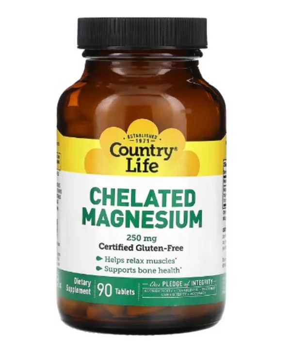 Country Life, Chelated Magnesium , 250 mg , 90 Tablets