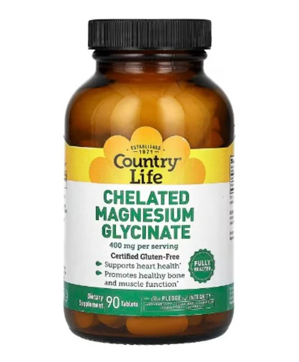 Country Life, Chelated Magnesium Glycinate, 400 mg, 90 Tablets (133 mg per Tablet )