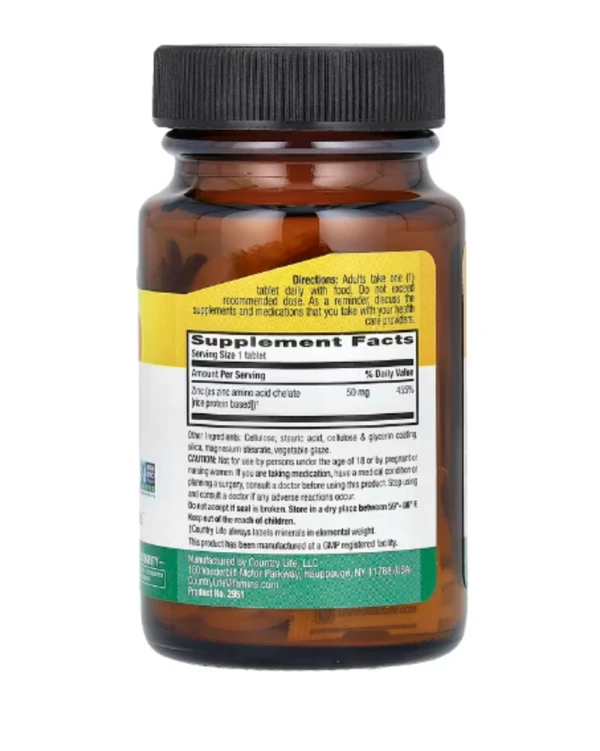 Country Life, Chelated Zinc, 50 mg, 100 Tablets