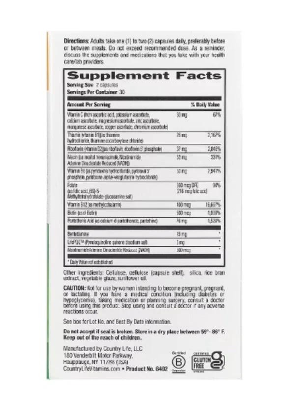 Country Life, Coenzyme B-Complex, Advanced, 60 Vegan Capsules