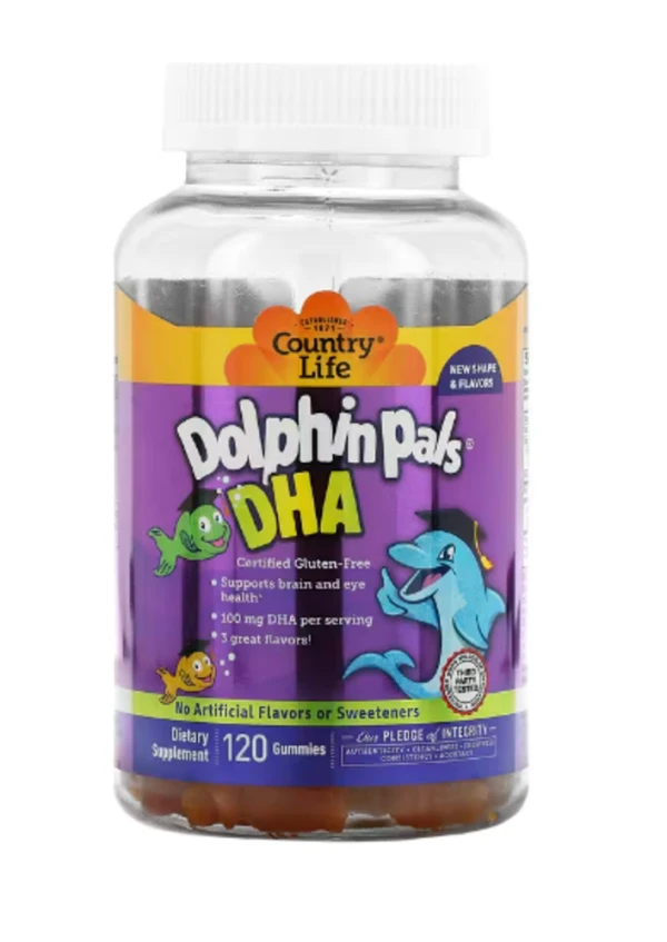 Country Life, Dolphin Pals, DHA, 90 Sour Gummy Dolphins