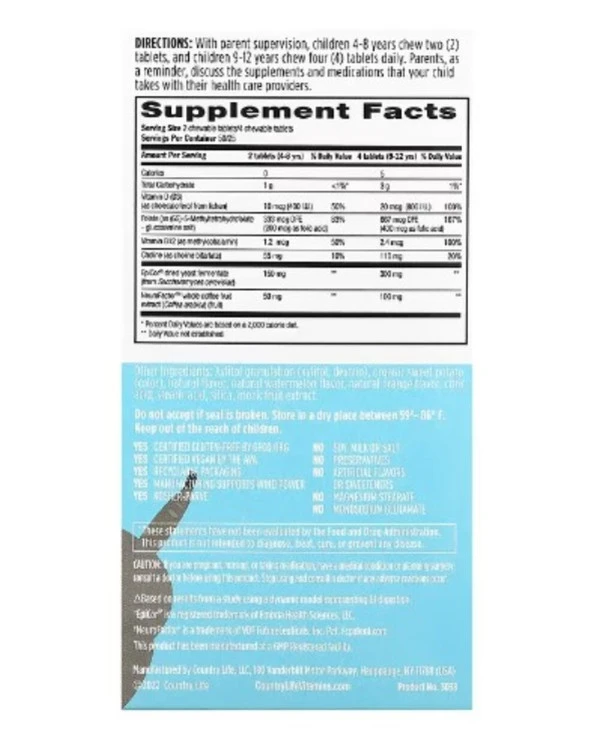 Country Life, Gut Connection Kids, Cognitive Balance, Sweet & Sour, 100 Chewable Tablets