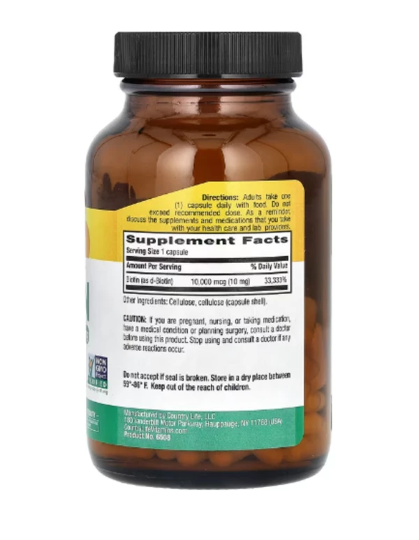 Country Life, High Potency Biotin, 10 mg, 120 Vegan Capsules