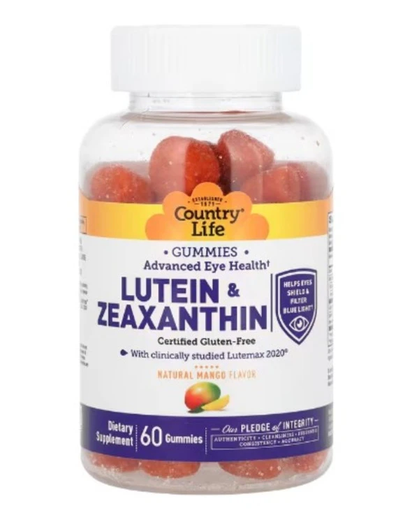 Country Life, Lutein & Zeaxanthin Gummies, Natural Mango, 60 Gummies