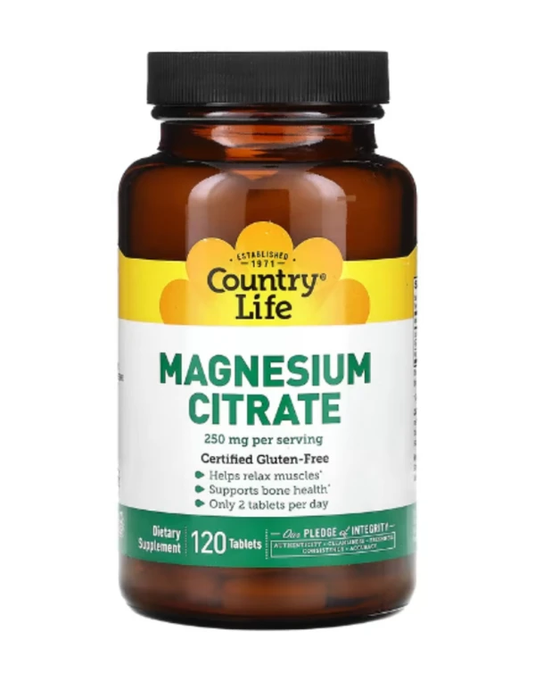 Country Life, Magnesium Citrate, 250 mg, 120 Tablets (125 mg per Tablet)