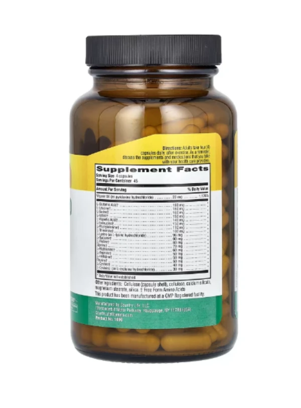 Country Life, Max-Amino Caps with Vitamin B-6, 180 Vegetarian Capsules