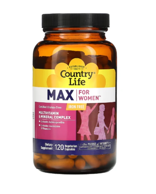 Country Life, Max for Women, Multivitamin & Mineral Complex, Iron Free, 120 Vegetarian Capsules
