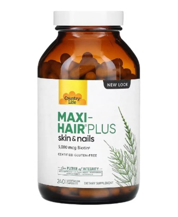 Country Life, Maxi-Hair Plus, 5,000 mcg, 240 Vegetarian Capsules (1,250 mcg per Capsule)