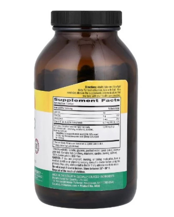 Country Life, Natural Omega-3, 1,000 mg, 200 Softgels