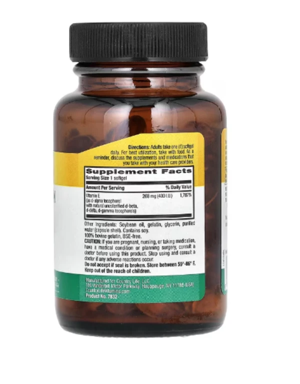 Country Life, Natural Vitamin E-Complex with Mixed Tocopherols, 268 mg (400 IU), 90 Softgels