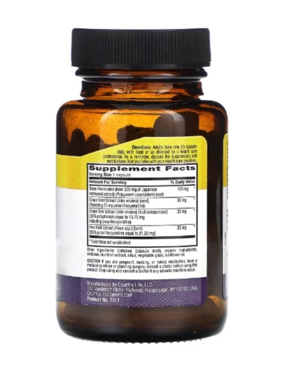 Country Life, Resveratrol Plus, 60 Vegan Capsules