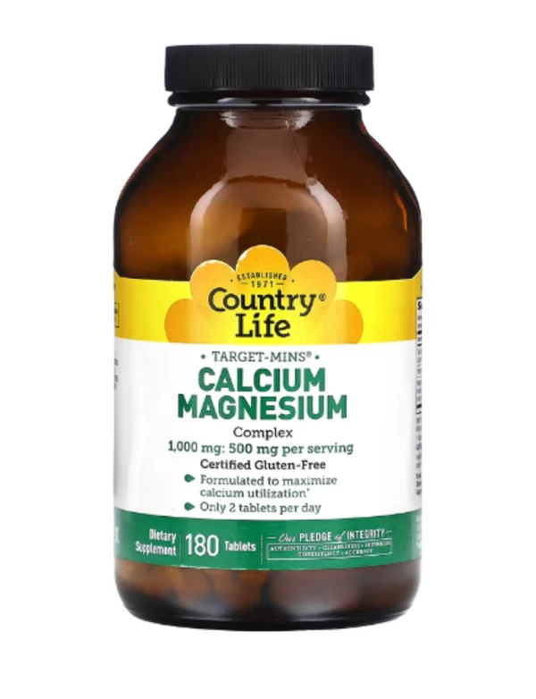 Country Life, Target-Mins, Calcium-Magnesium Complex, 1,000 mg, 180 Tablets (500 mg per Tablet)