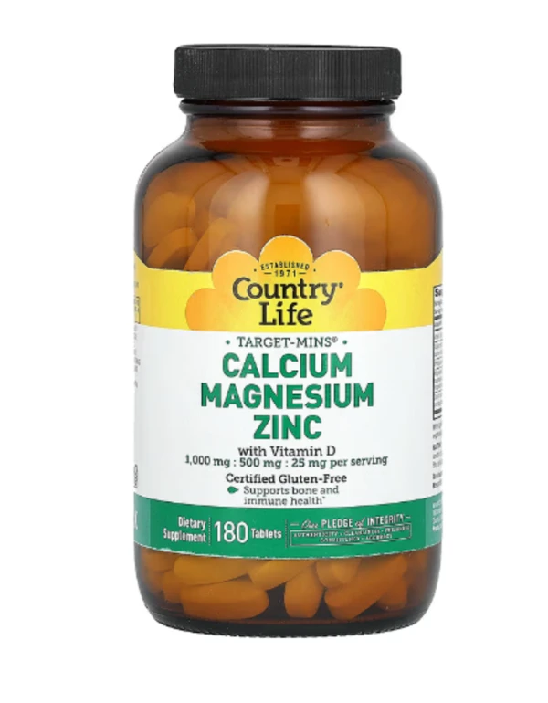 Country Life, Target-Mins, Calcium Magnesium Zinc with Vitamin D, 180 Tablets