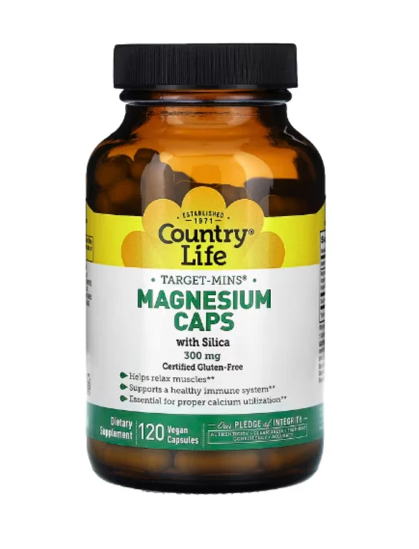Country Life, Target-Mins, Magnesium Caps with Silica, 300 mg, 120 Vegan Capsules