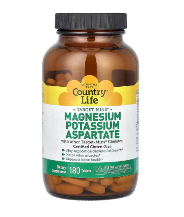 Country Life, Target-Mins, Magnesium Potassium Aspartate, 180 Tablets