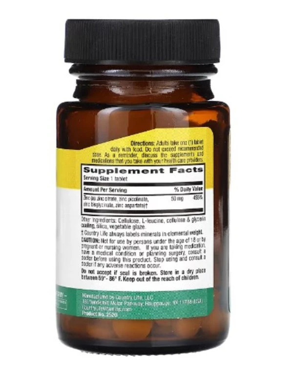 Country Life, Target-Mins, Zinc, 50 mg, 90 Tablets
