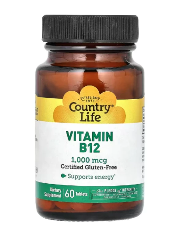 Country Life, Vitamin B12, 1,000 mcg, 60 Tablets