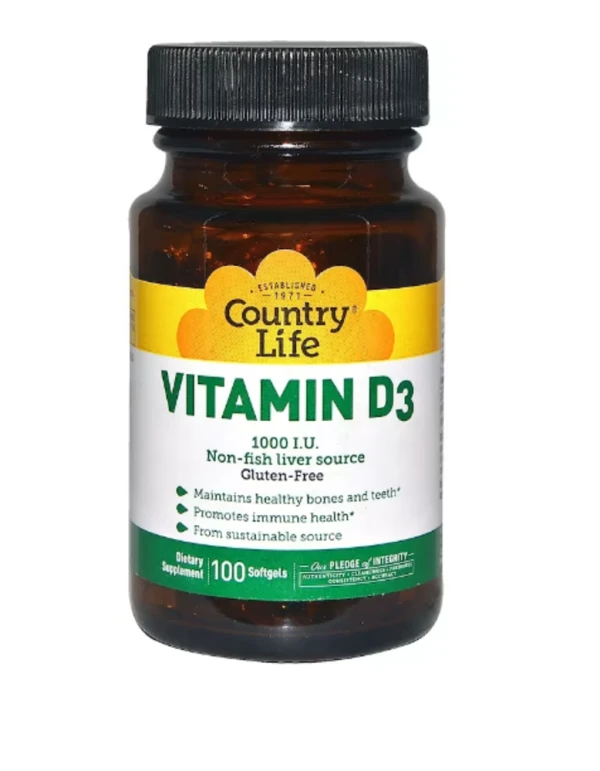 Country Life, Vitamin D3, 1000 IU, 100 Softgels