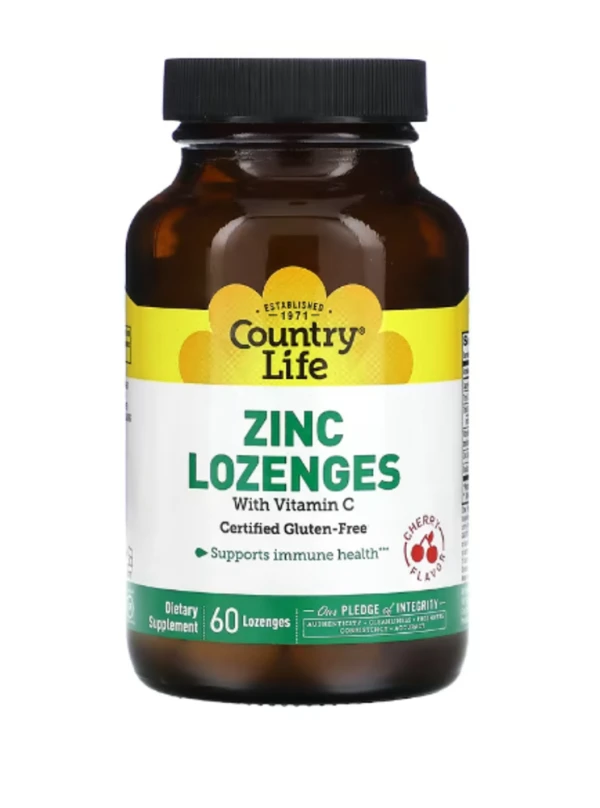 Country Life, Zinc Lozenges with Vitamin C, Cherry, 60 Lozenges