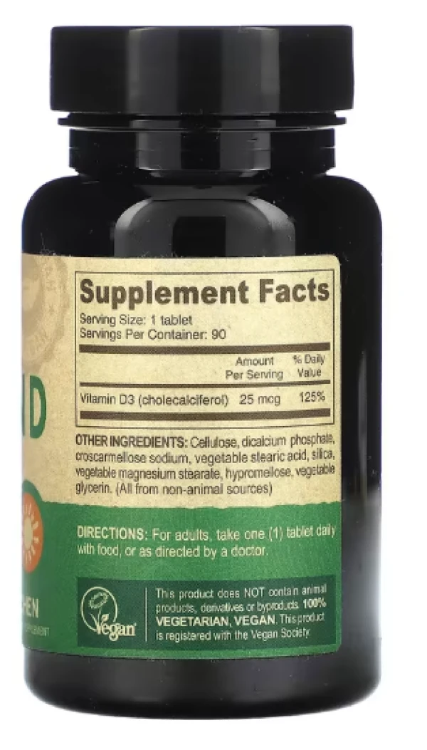 Deva, Vegan Vitamin D3, 25 mcg (1,000 IU), 90 Tablets