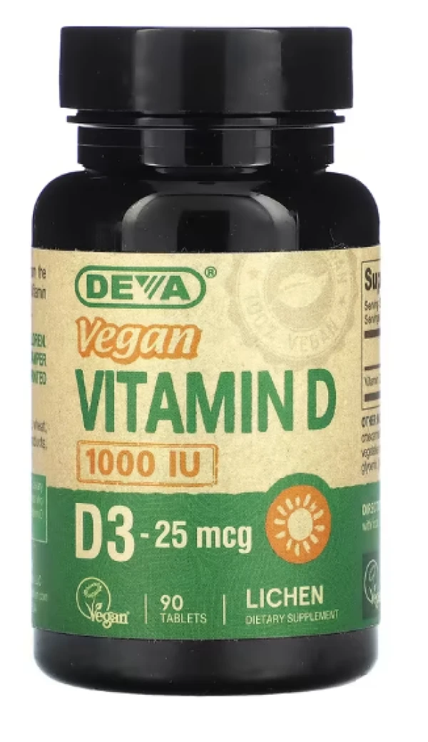 Deva, Vegan Vitamin D3, 25 mcg (1,000 IU), 90 Tablets