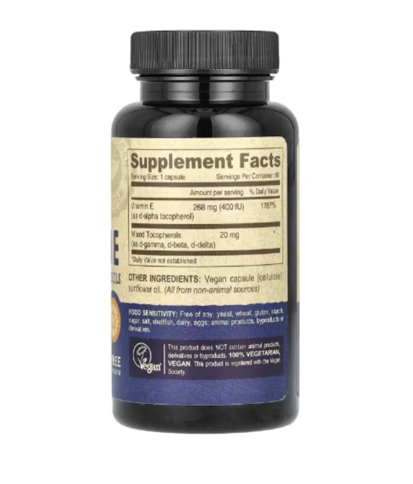 Deva, Vegan Vitamin E with Mixed Tocopherols, 400 IU, 90 Vegan Caps