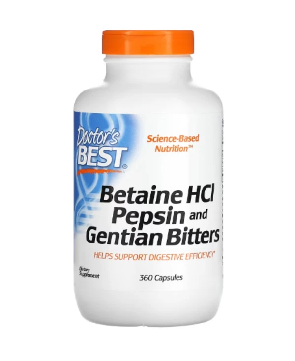 Doctor's Best, Betaine HCl, Pepsin and Gentian Bitters, 360 Capsules