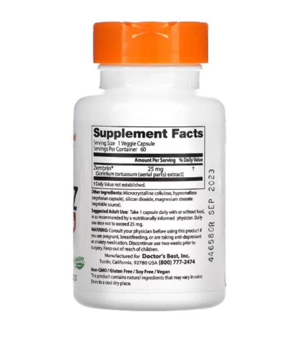 Doctor's Best, Calm-Z with Zembrin, 25 mg, 60 Veggie Caps