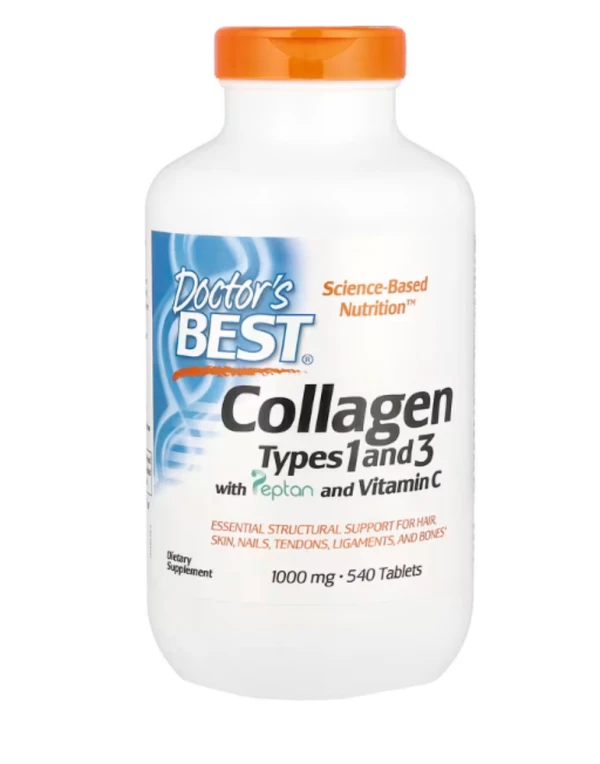 Doctor's Best, Collagen Types 1 and 3 with Peptan and Vitamin C, 1,000 mg, 540 Tablets