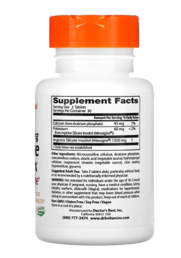 Doctor's Best, Fast Acting Arginine Complex with Nitrosigine, 750 mg, 60 Tablets