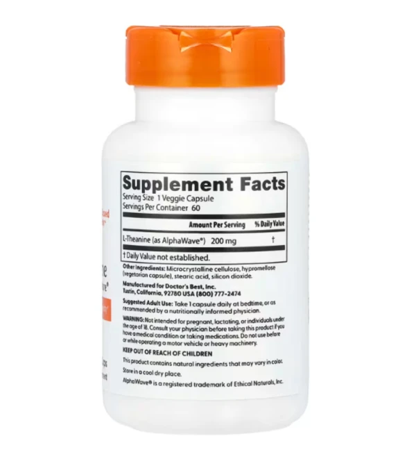Doctor's Best, L-Theanine, AlphaWave®, 200 mg, 60 Veggie Caps