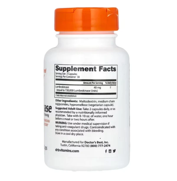 Doctor's Best, Lumbrokinase, 20 mg, 60 Veggie Caps