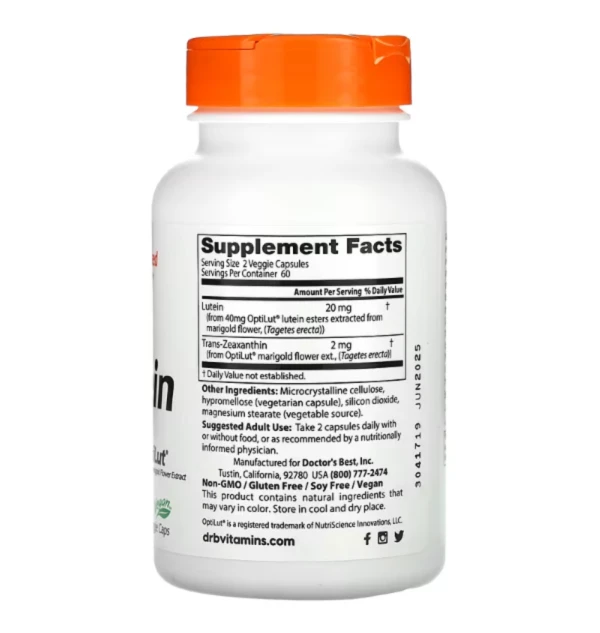 Doctor's Best, Lutein with OptiLut, 10 mg, 120 Veggie Caps