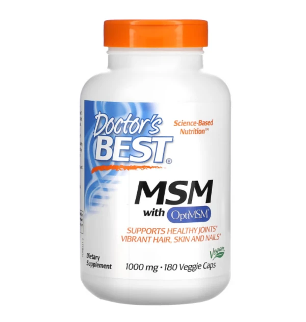 Doctor's Best, MSM with OptiMSM, 1,000 mg, 180 Veggie Caps