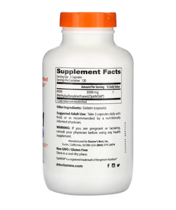 Doctor's Best, MSM with OptiMSM, 1000 mg, 360 Capsules