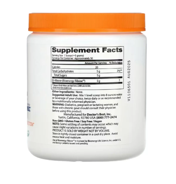 Doctor's Best, Pure D-Ribose Powder, 8.8 oz (250 g)