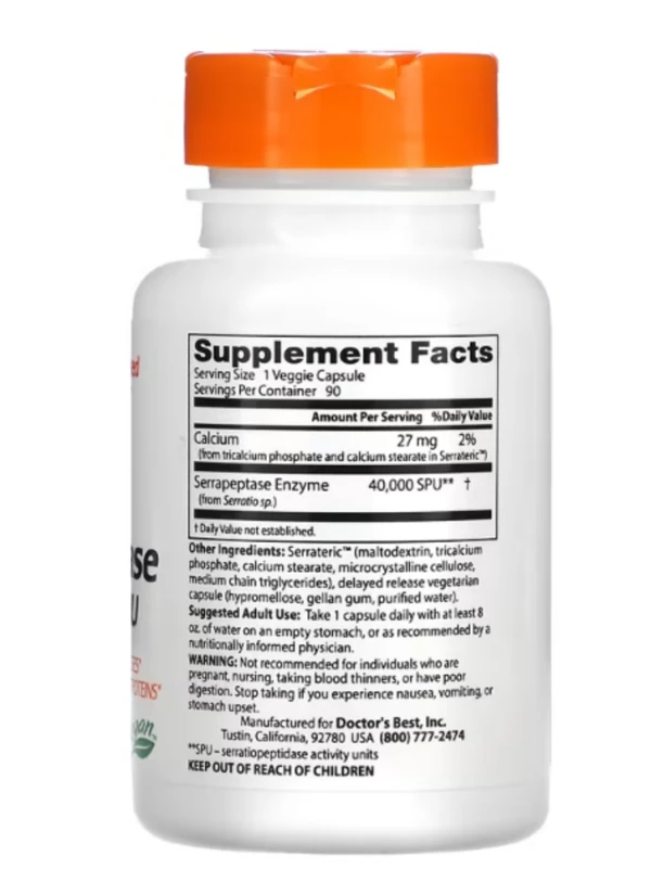 Doctor's Best, Serrapeptase, 40,000 SPU, 90 Veggie Caps