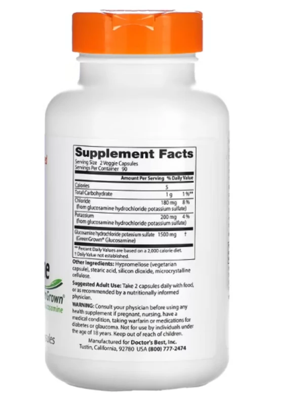 Doctor's Best, Vegan Glucosamine with GreenGrown Glucosamine, 750 mg, 180 Veggie Capsules