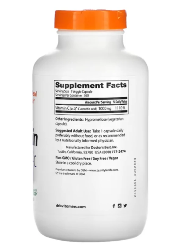 Doctor's Best, Vitamin C with Q-C, 1,000 mg, 360 Veggie Caps