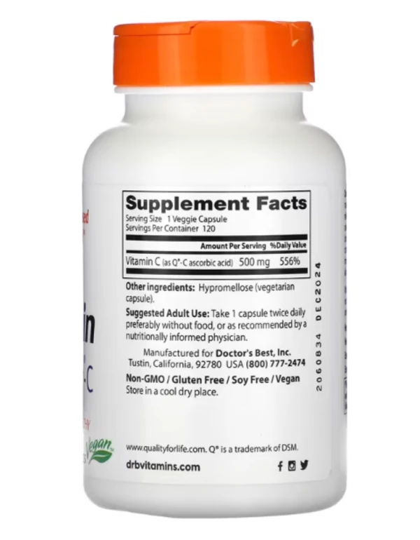 Doctor's Best, Vitamin C with Q-C, 500 mg, 120 Veggie Caps
