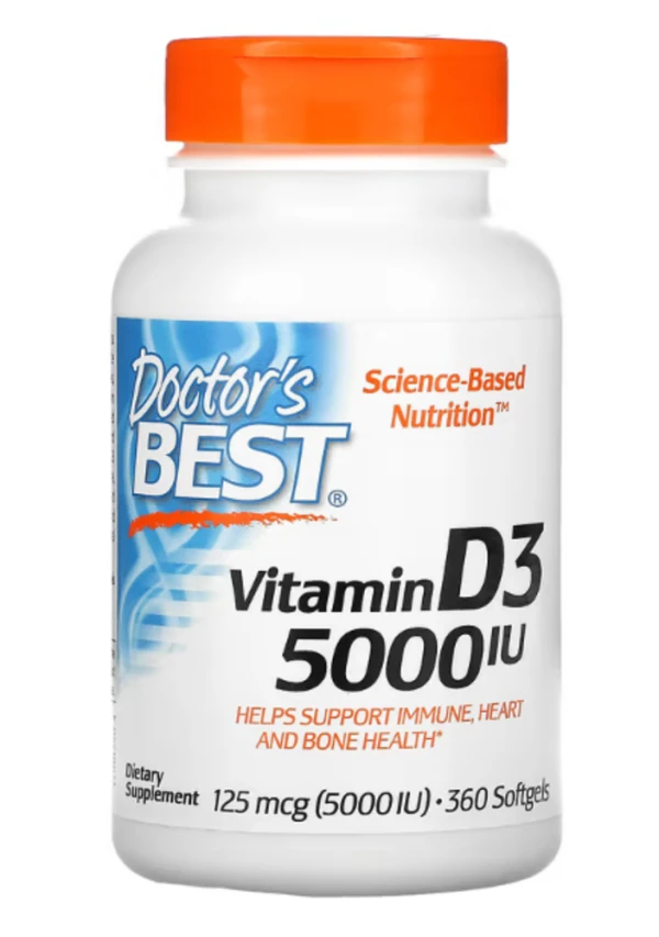 Doctor's Best, Vitamin D3, 125 mcg (5,000 IU), 360 Softgels